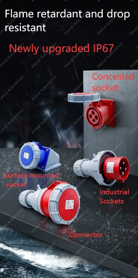 4 pole 125A receptacle + plug for concealed installation